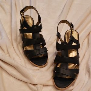 Chaps Dallyn Navy Blue Wedge Sandals, size 9